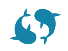 Two fish symbol in blue color with white background